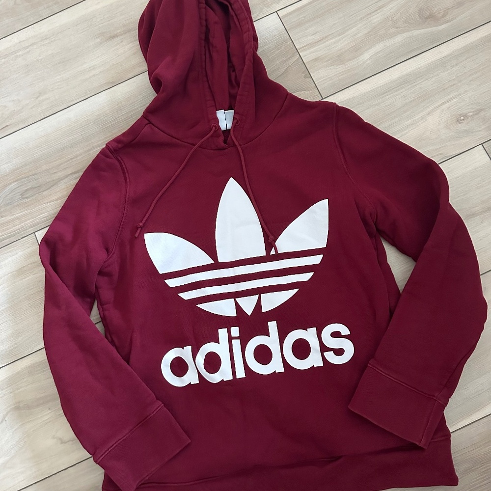 Burgundy Maroon Adidas Original French Terry Hoodie